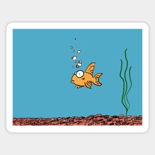 Cartoon Goldfish in Fishbowl Magnet